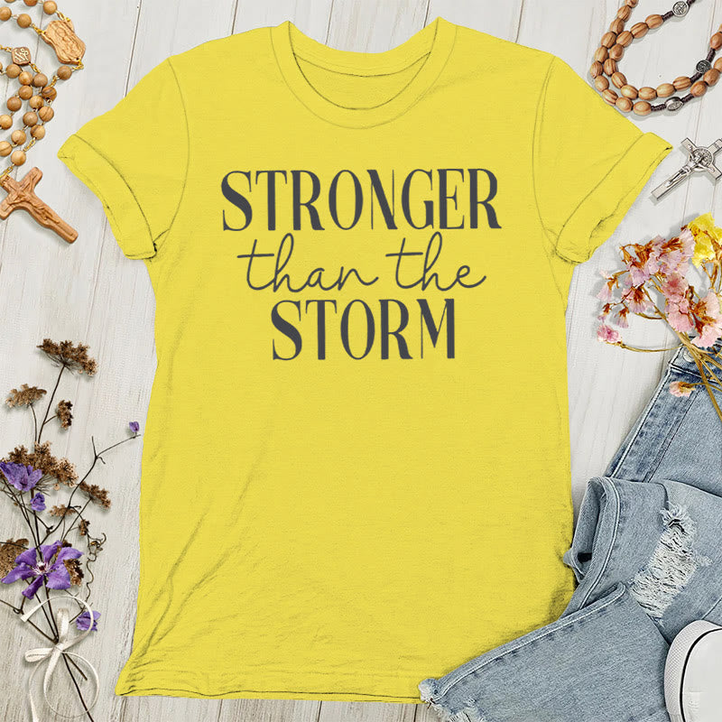 Christianartworkshop Storm Conqueror: Empowering Message Women's T-shirt - Yellow - 4XL - image 0
