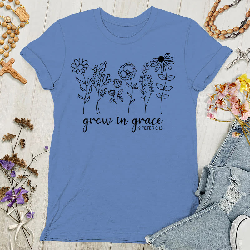 Christianartworkshop Grow in Grace 2 Peter 3:18 Women's T-shirt - Blue - 4XL - image 3