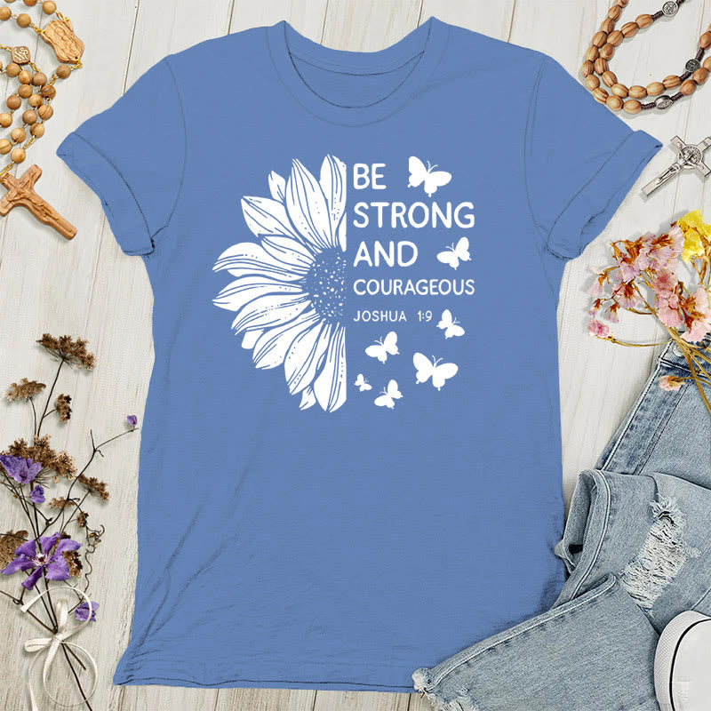 Christianartworkshop Be Strong and Courageous Joshua 1:9 Women's T-shirt - Blue - 4XL - image 3