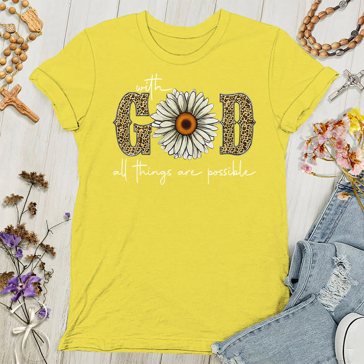 Christianartworkshop With God, All Things Are Possible Women's T-shirt - Gold - 4XL - image 2