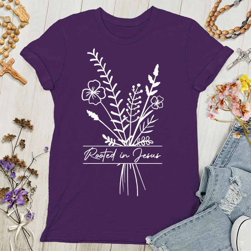 Christianartworkshop Rooted in Jesus Women's T-shirt - Purplr - 4XL - image 4