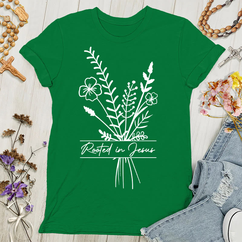 Christianartworkshop Rooted in Jesus Women's T-shirt - Green - 4XL - image 3