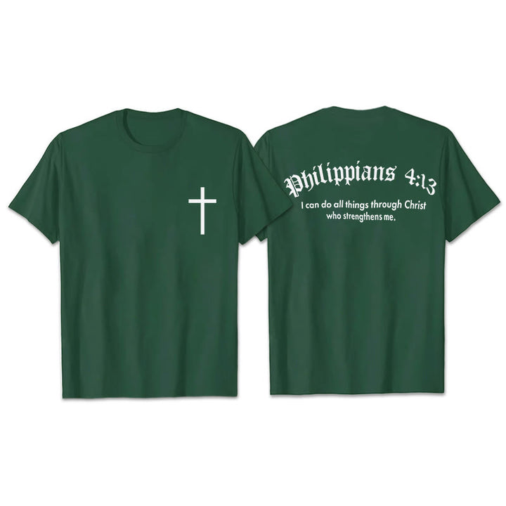 Christianartworkshop Philippians 4:13 "I Can Do All Things" Strength T-Shirt - Dark Green - 2XL - image 9