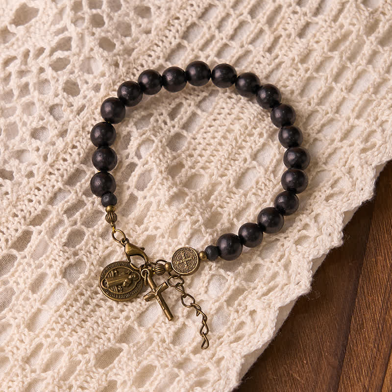 Christianartworkshop Ebony Beads St. Benedict the Blessed Protection Bracelet - image 6