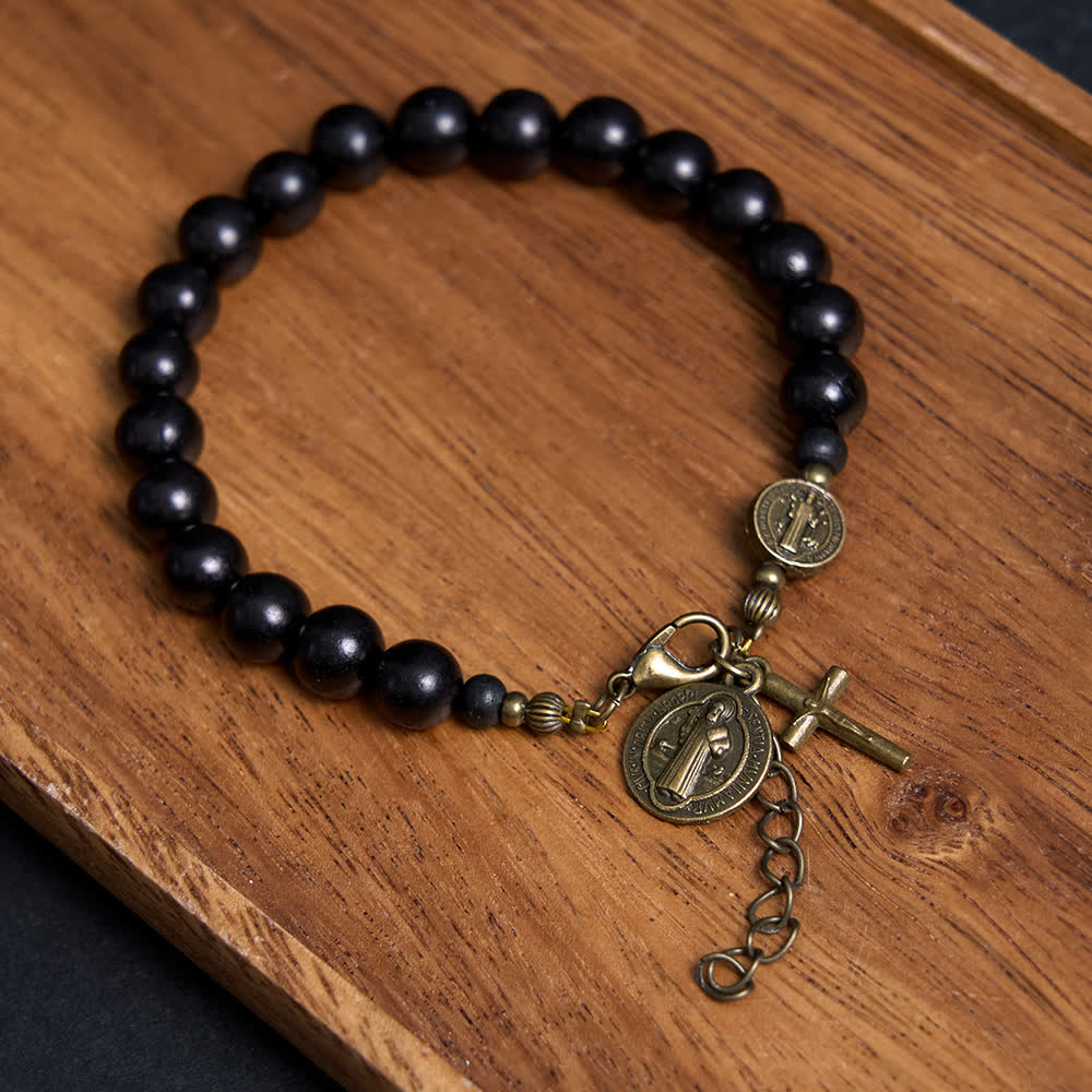 Christianartworkshop Ebony Beads St. Benedict the Blessed Protection Bracelet - image 2