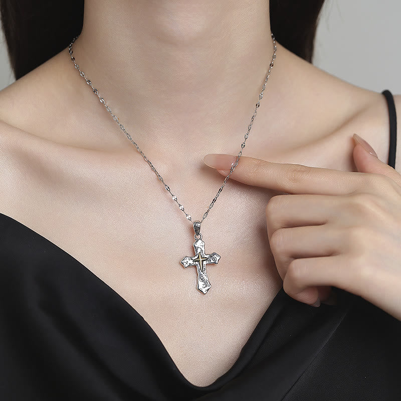 Christianartworkshop S925 Vintage Etched Cross Necklace with Spiritual Glyphs: Embrace the Spirit - image 2
