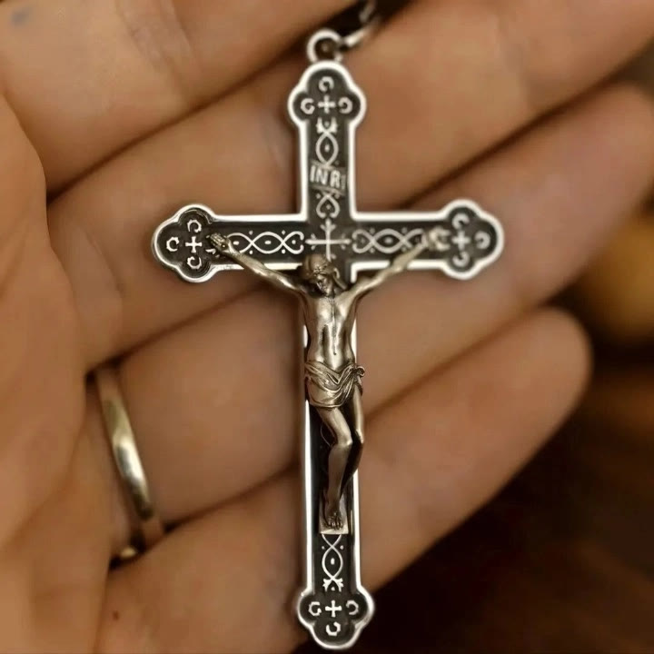 Christianartworkshop Retro Sterling Silver Amulet INRI Cross Pendant Necklace: A Emblem of Grace - Cross - image 0