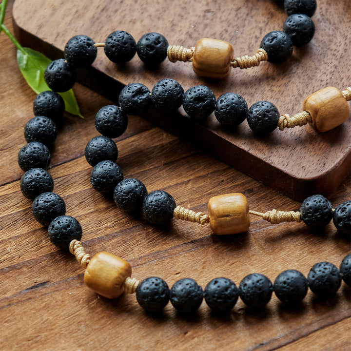 Christianartworkshop Natural Durable Volcanic Stone Rosary with St. Benedict Medal & Crucifix