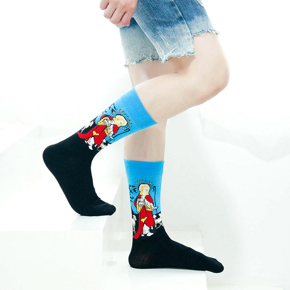 Christianartworkshop Spiritual Good Shepherd Patterned Crew Unisex Socks: Walk Daily in Divine Guidance - image 1
