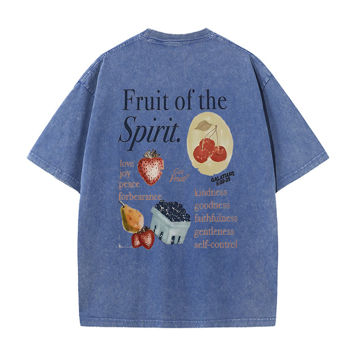 Christianartworkshop Fruit Of The Spirit Double Sided Unisex Washed T-shirt - Blue - 5XL - image 9