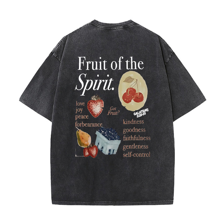 Christianartworkshop Fruit Of The Spirit Double Sided Unisex Washed T-shirt - Black - 5XL - image 5