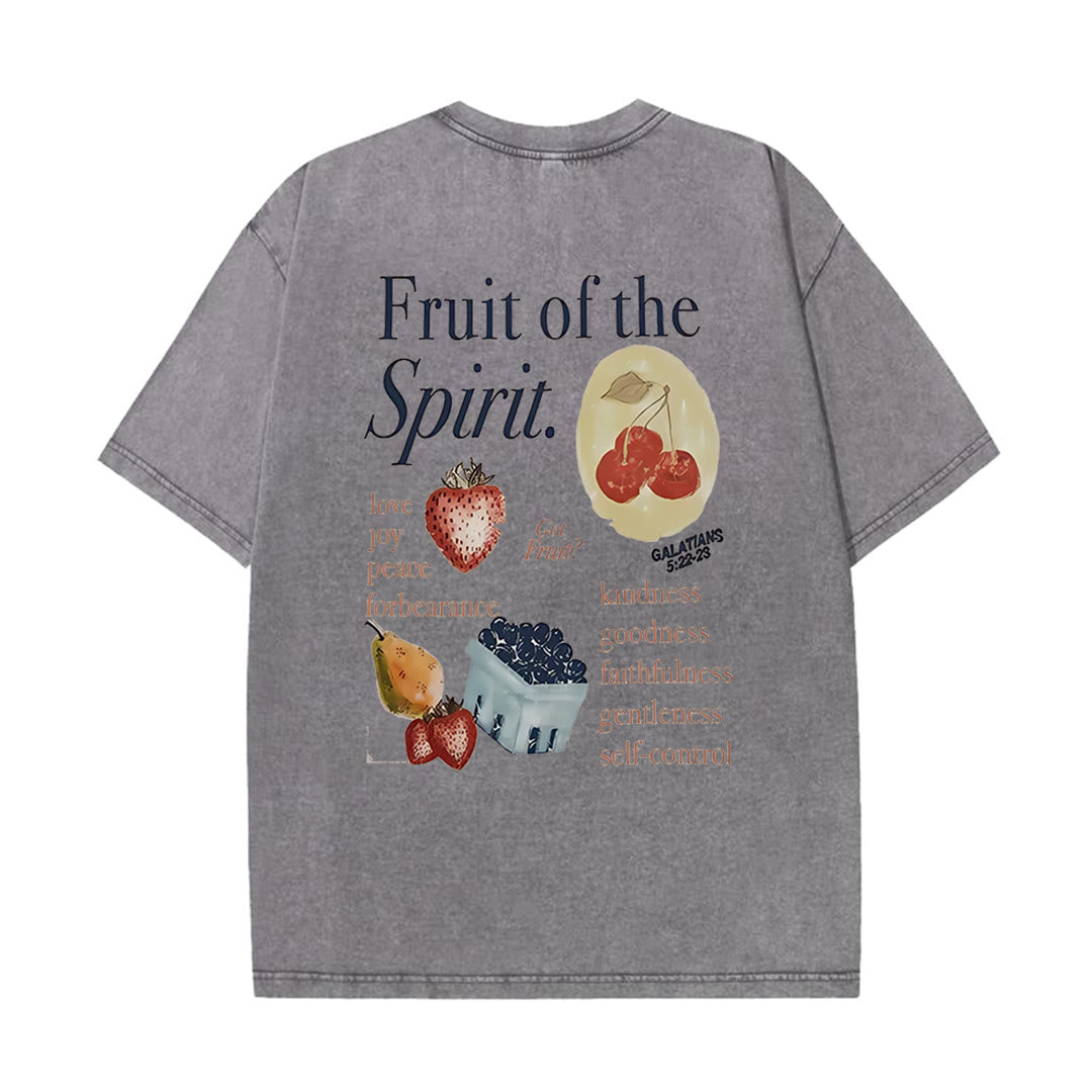 Christianartworkshop Fruit Of The Spirit Double Sided Unisex Washed T-shirt - Grey - 5XL - image 7