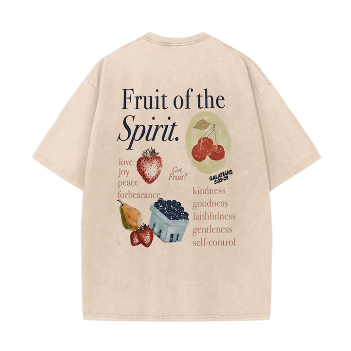 Christianartworkshop Fruit Of The Spirit Double Sided Unisex Washed T-shirt - Apricot - 5XL - image 3