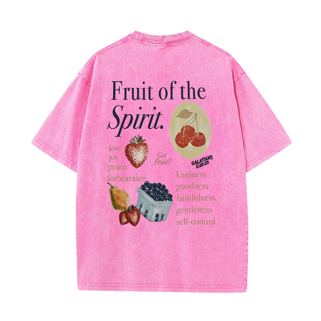 Christianartworkshop Fruit Of The Spirit Double Sided Unisex Washed T-shirt - Pink - 5XL - image 17