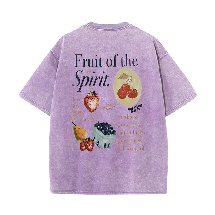 Christianartworkshop Fruit Of The Spirit Double Sided Unisex Washed T-shirt - Purple - 5XL - image 11