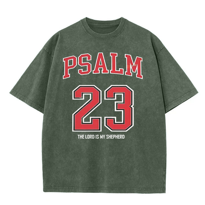 Christianartworkshop Psalm 23 Christian Unisex Washed T-shirt