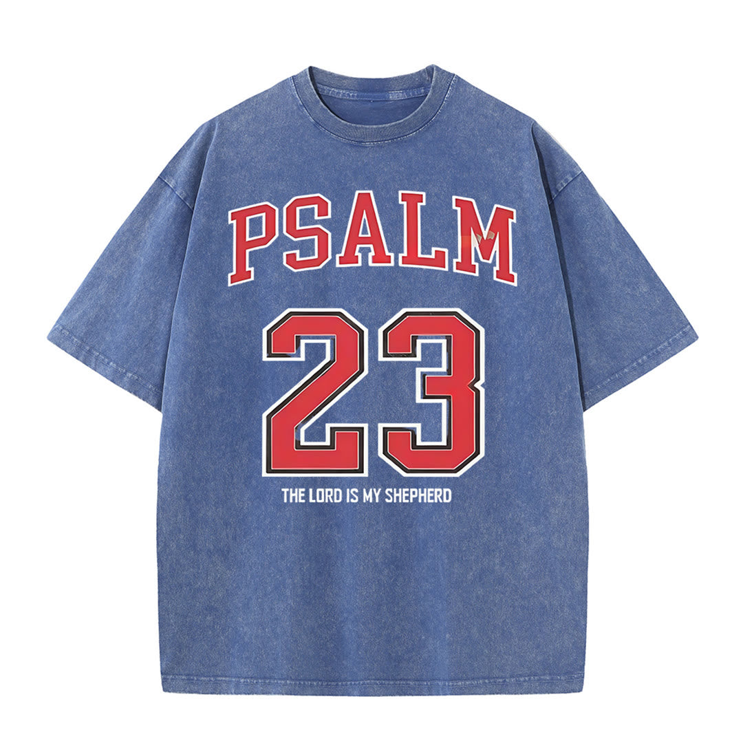 Christianartworkshop Psalm 23 Christian Unisex Washed T-shirt
