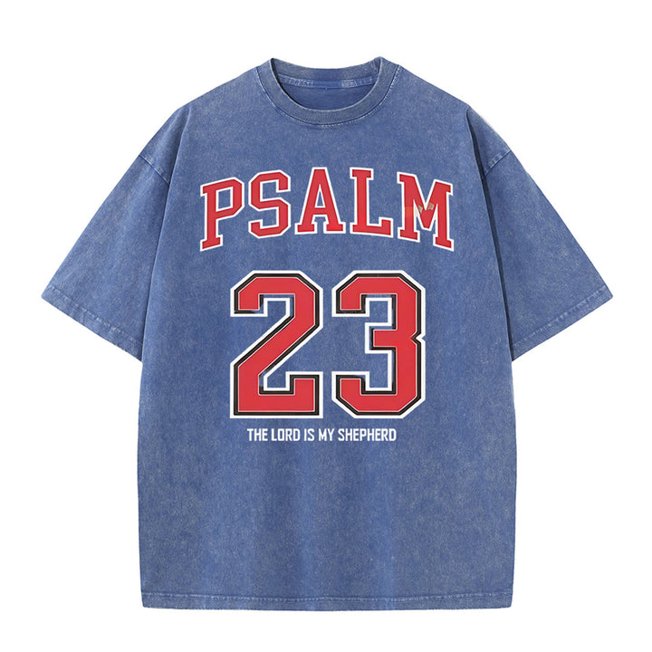 Christianartworkshop Psalm 23 Christian Unisex Washed T-shirt