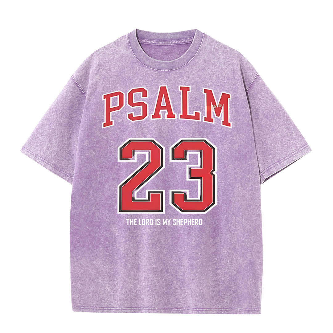 Christianartworkshop Psalm 23 Christian Unisex Washed T-shirt