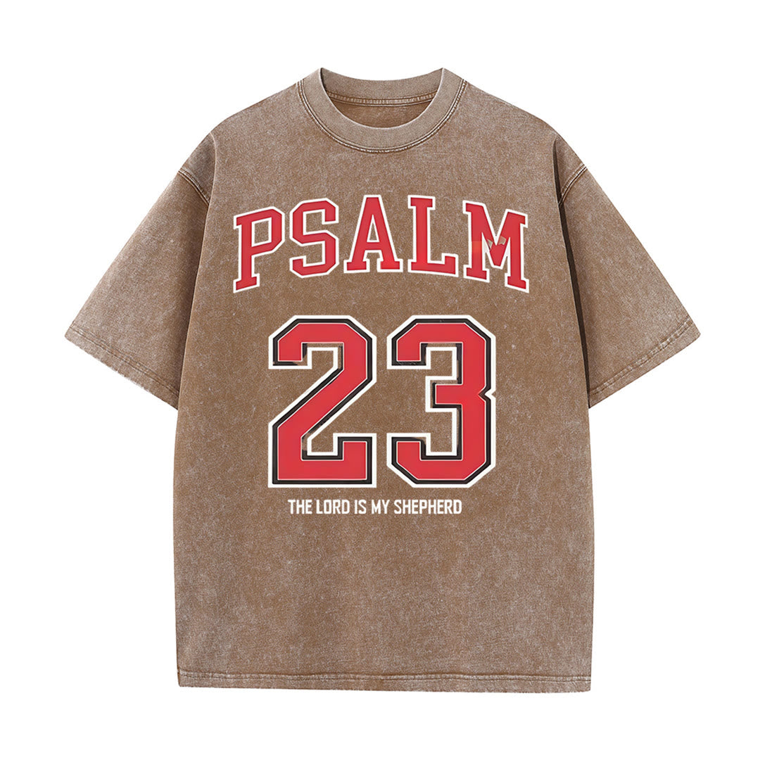 Christianartworkshop Psalm 23 Christian Unisex Washed T-shirt