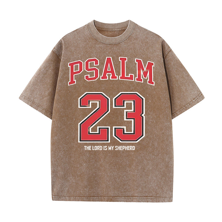 Christianartworkshop Psalm 23 Christian Unisex Washed T-shirt