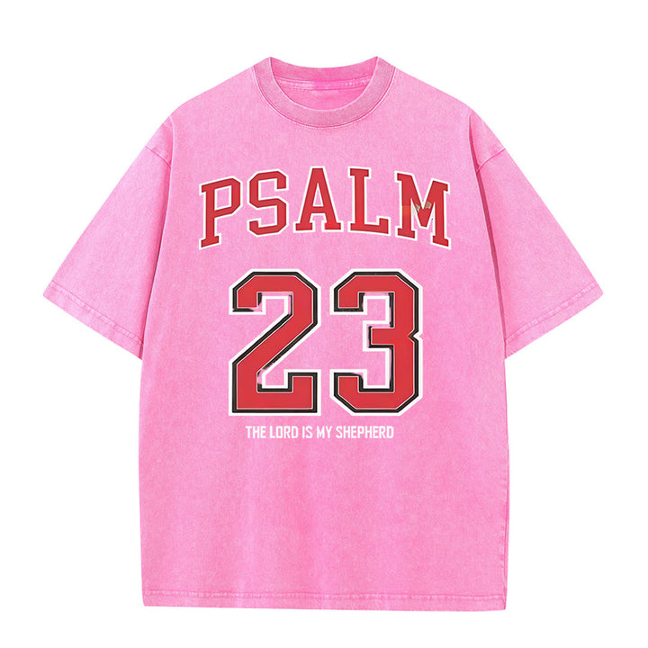 Christianartworkshop Psalm 23 Christian Unisex Washed T-shirt