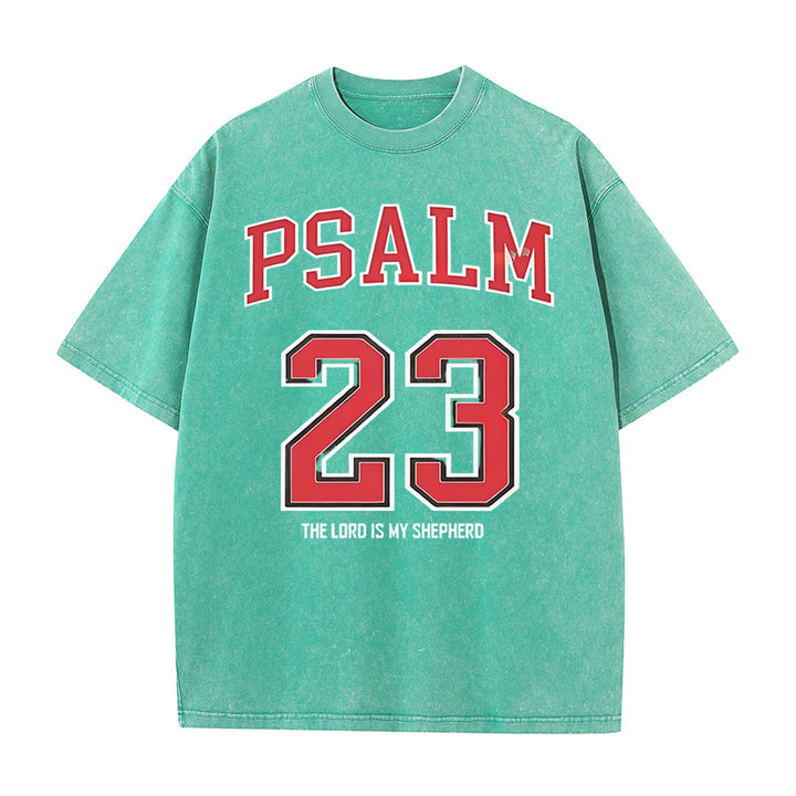 Christianartworkshop Psalm 23 Christian Unisex Washed T-shirt