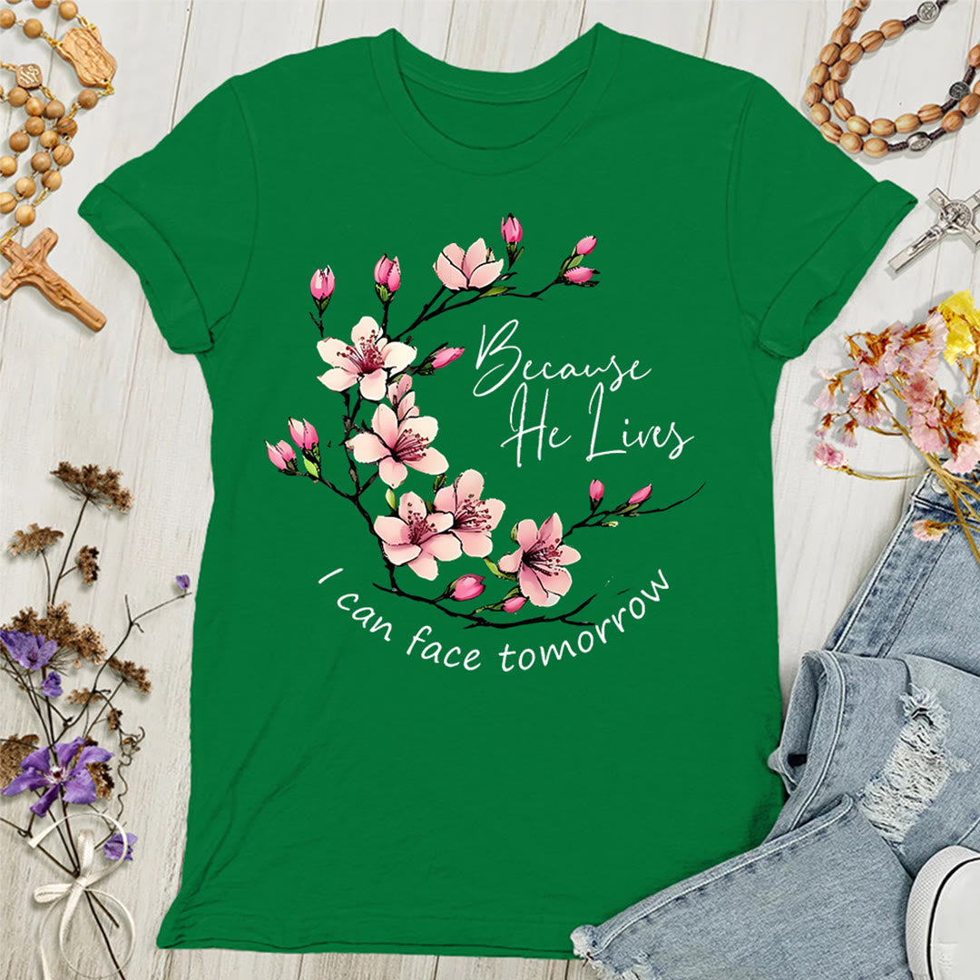 Christianartworkshop Because God Lives I Can Face Tomorrow Women's T-shirt - Green - 4XL - image 7