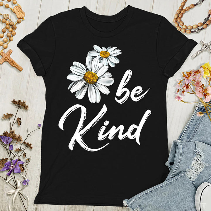 Christianartworkshop Be Kind Daisy Women's T-shirt: Sharing God's Grace with Kindness - Black - 4XL - image 6