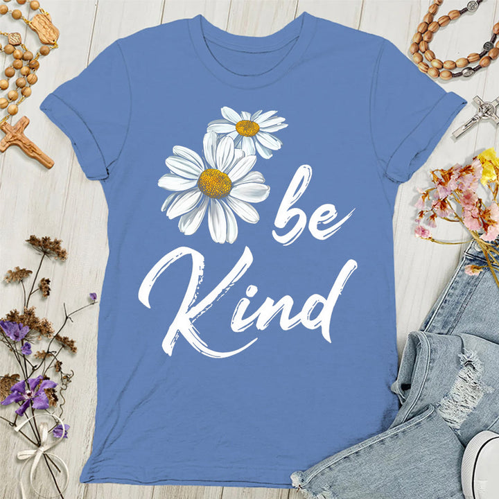 Christianartworkshop Be Kind Daisy Women's T-shirt: Sharing God's Grace with Kindness - Blue - 4XL - image 3
