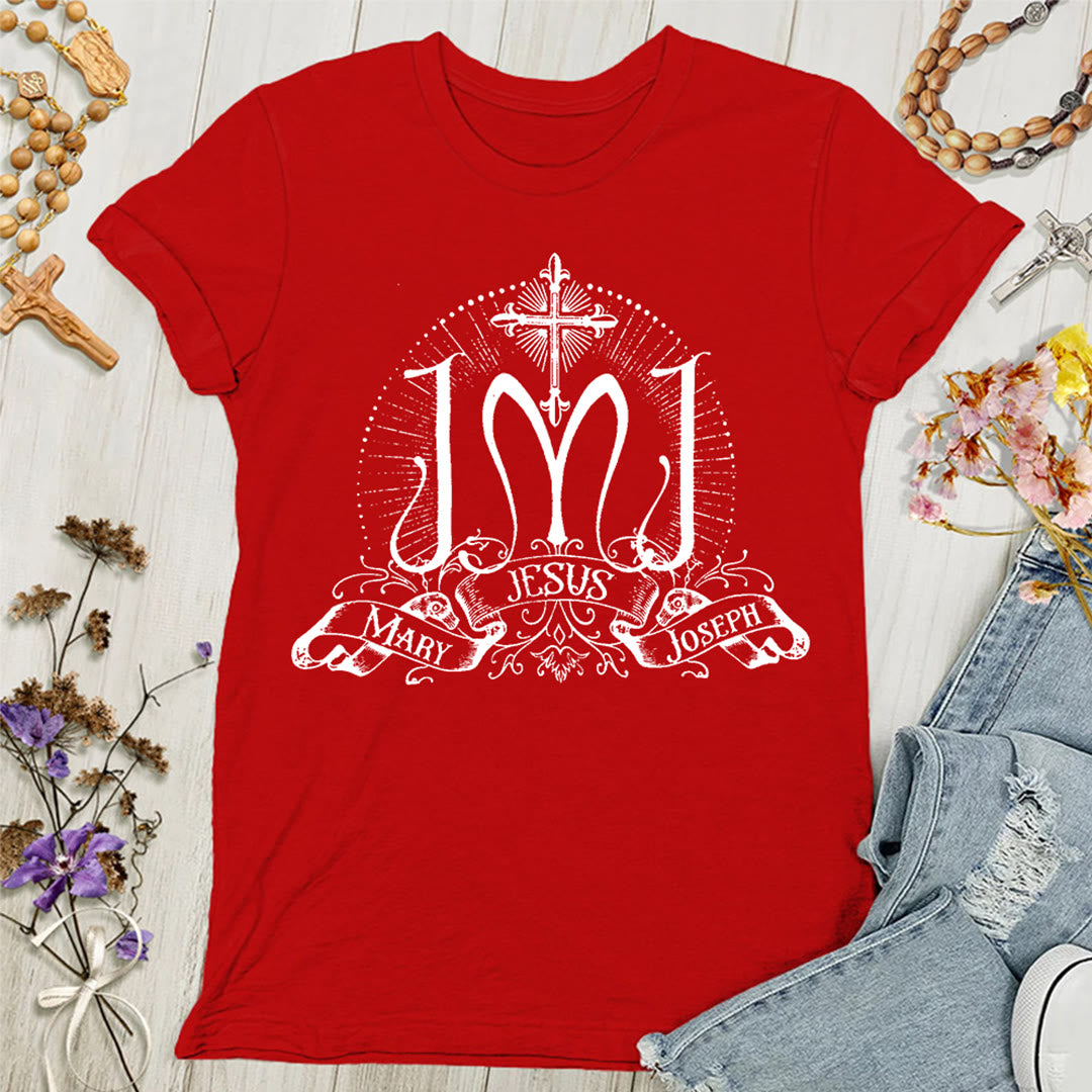 Christianartworkshop Jesus Mary Joseph Holy Family Women's T-shirt - Red - 4XL - image 3