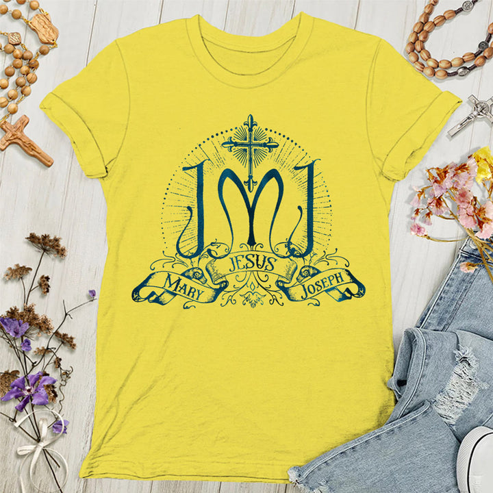 Christianartworkshop Jesus Mary Joseph Holy Family Women's T-shirt - Yellow - 4XL - image 5