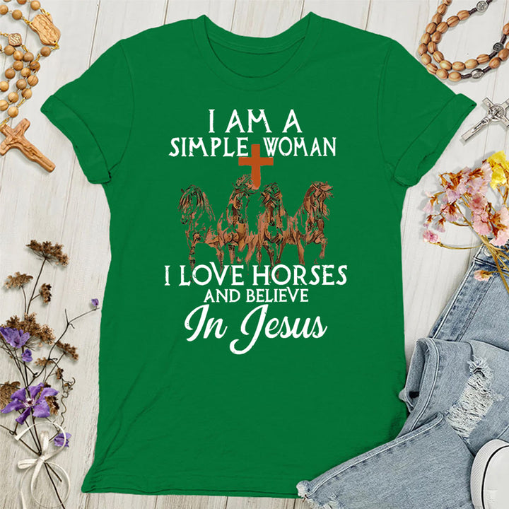 Christianartworkshop I Love Horses & Believe In Jesus Women's T-shirt - Green - 4XL - image 8