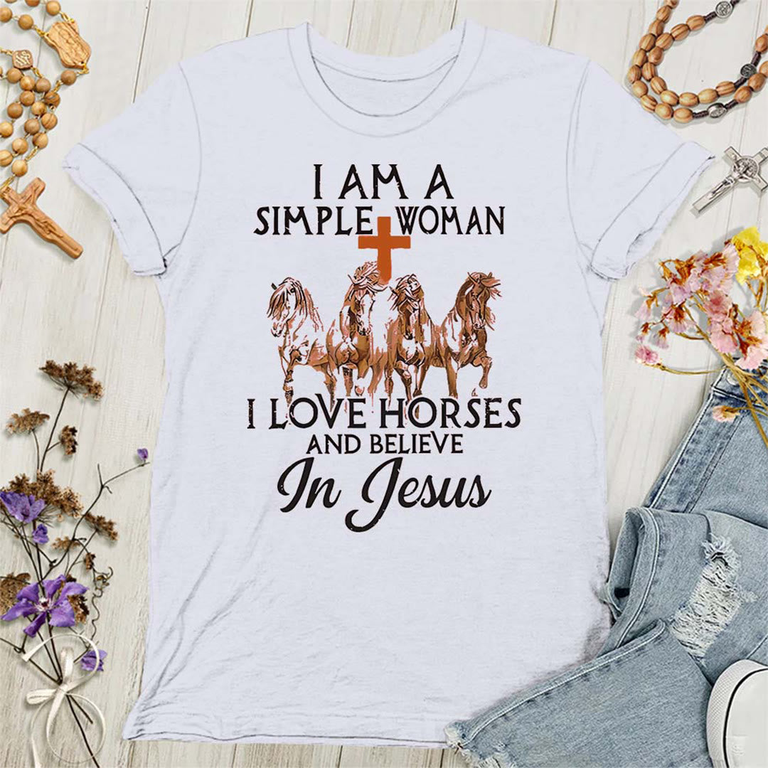 Christianartworkshop I Love Horses & Believe In Jesus Women's T-shirt - White - 4XL - image 4