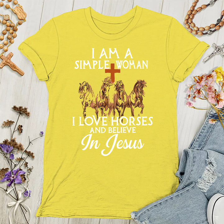 Christianartworkshop I Love Horses & Believe In Jesus Women's T-shirt - Yellow - 4XL - image 7