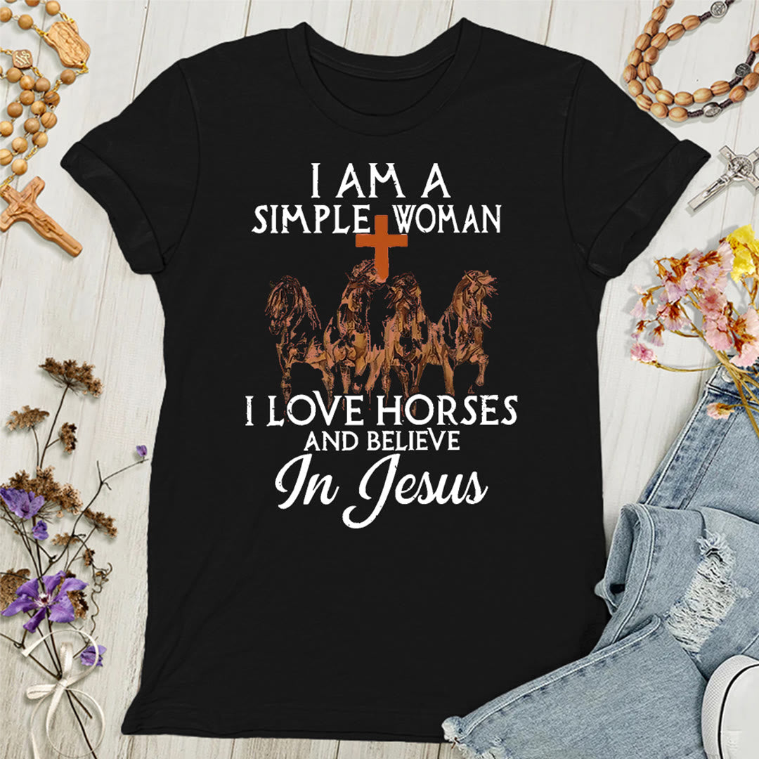 Christianartworkshop I Love Horses & Believe In Jesus Women's T-shirt - Black - 4XL - image 2