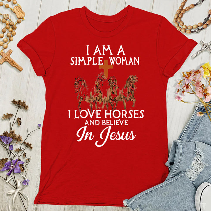 Christianartworkshop I Love Horses & Believe In Jesus Women's T-shirt - Red - 4XL - image 9