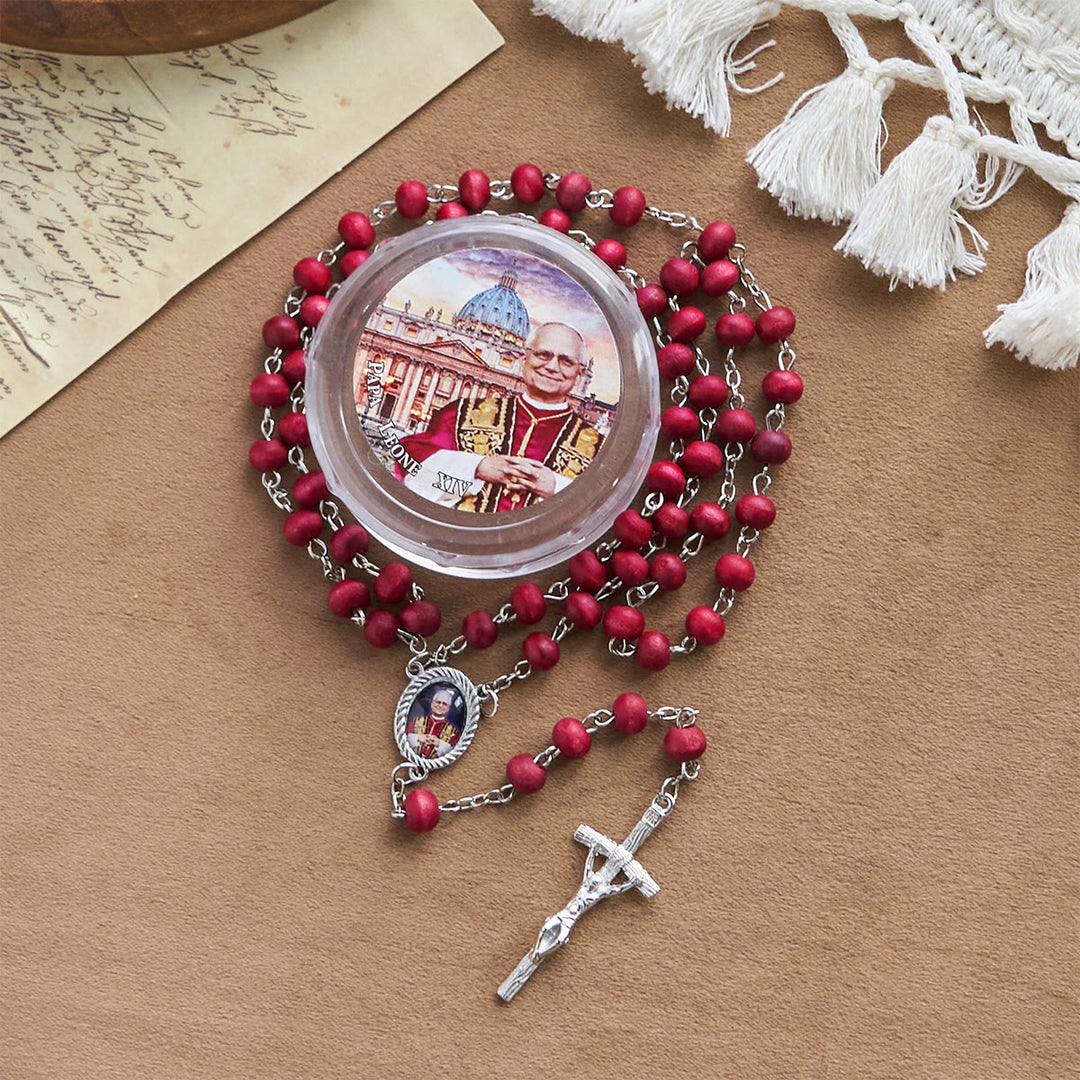 Christianartworkshop Pope Leo XIV Red Wood Beads Rosary Commemorating: A Spiritual Treasure - image 19