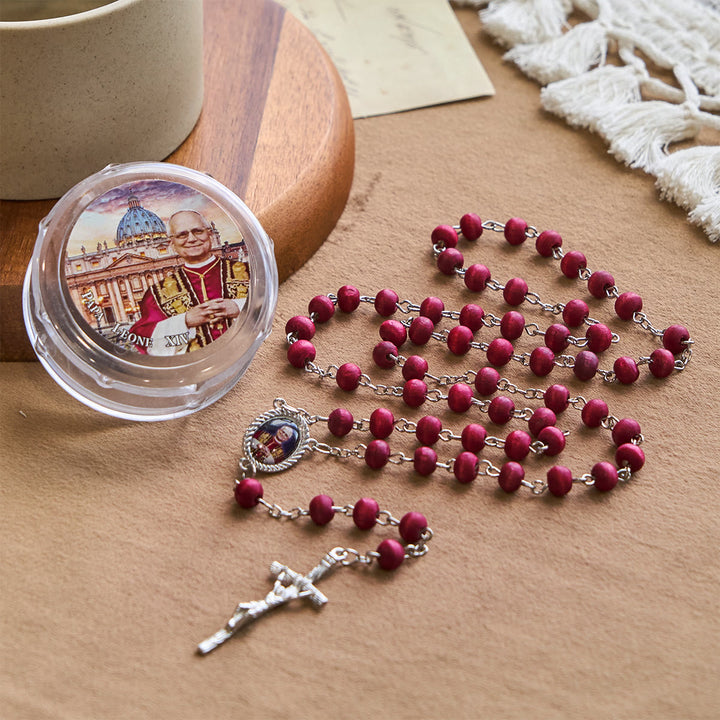 Christianartworkshop Pope Leo XIV Red Wood Beads Rosary Commemorating: A Spiritual Treasure - image 5