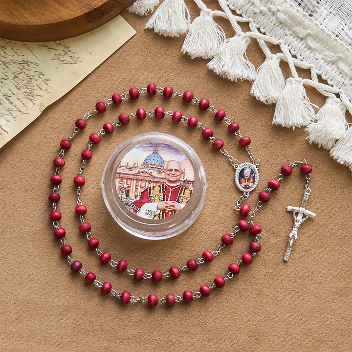 Christianartworkshop Pope Leo XIV Red Wood Beads Rosary Commemorating: A Spiritual Treasure - image 18