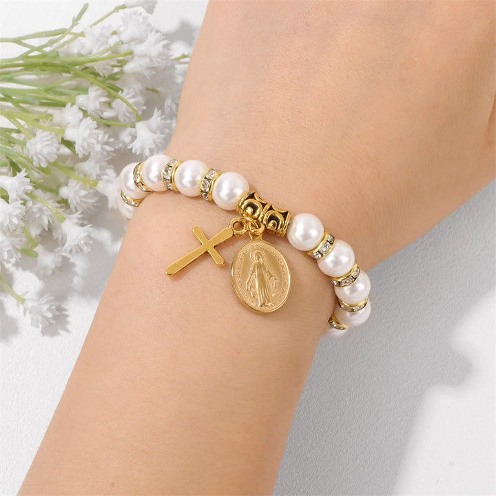 Christianartworkshop PRAYERFUL FAITH: Elegant Miraculous Medal White Bracelet with Bible Verse Card - image 8