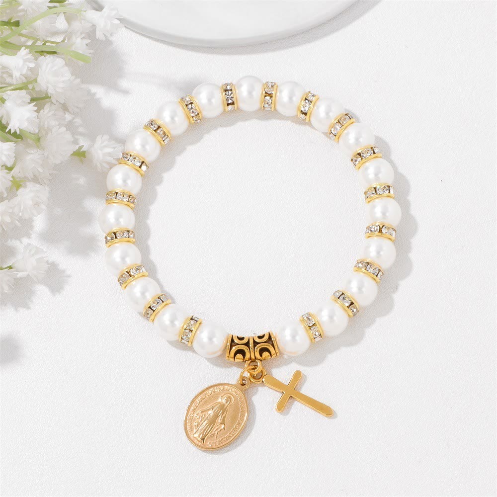 Christianartworkshop PRAYERFUL FAITH: Elegant Miraculous Medal White Bracelet with Bible Verse Card - image 7