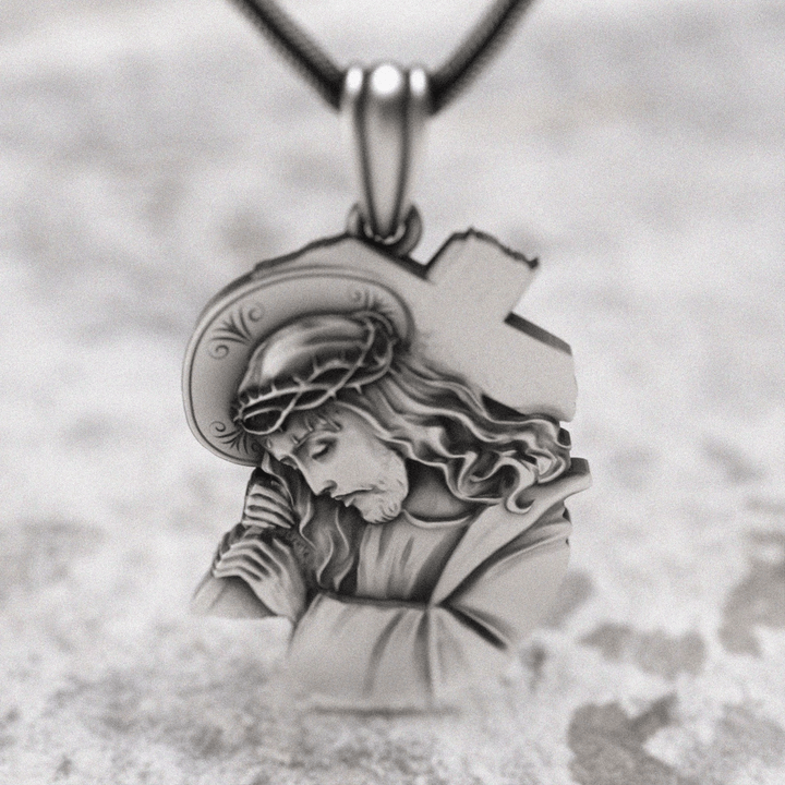 Christianartworkshop Classic Jesus with Crown of Thorns Cross Pendant Necklace: Soul Meets Blessing - image 4