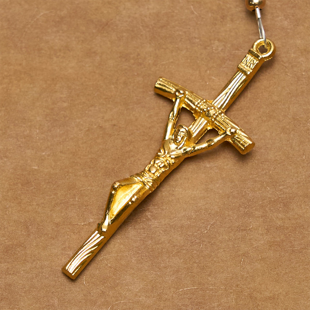 Christianartworkshop Matte Pink Zebra Jasper and Pearl Rosary with Miraculous Medal and Crucifix