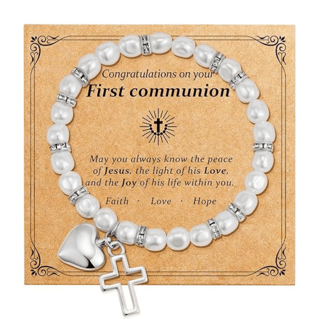 Christianartworkshop PRAYERFUL FAITH: First Communion Gift Bracelet with Cross and Blessing Card - M - image 12