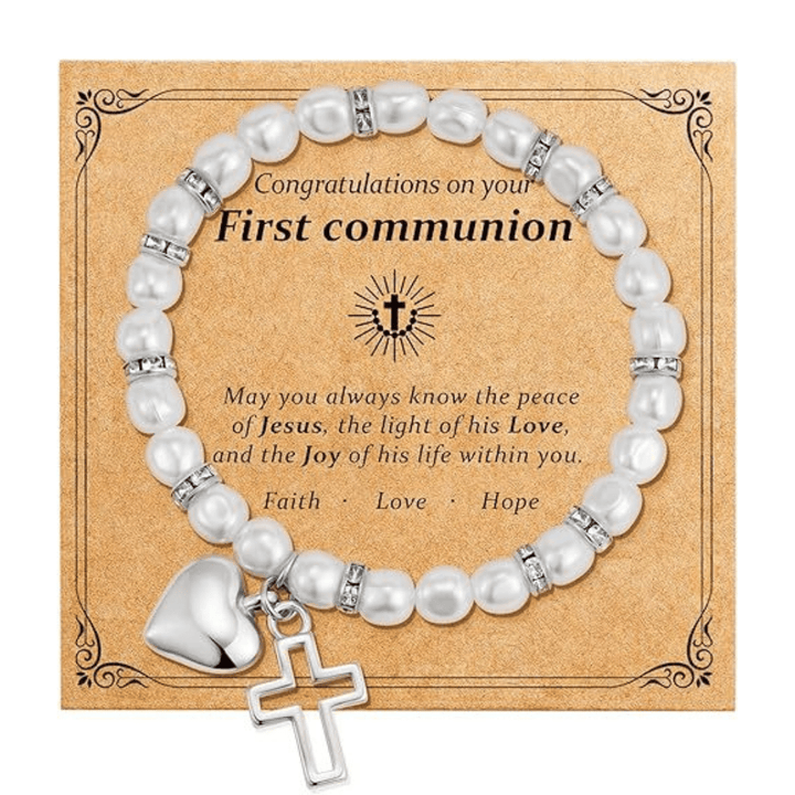 Christianartworkshop PRAYERFUL FAITH: First Communion Gift Bracelet with Cross and Blessing Card - M - image 12