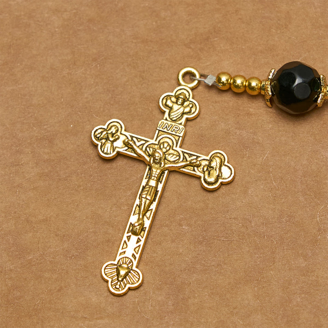 Christianartworkshop Smooth Green Tiger Eye Rosary with Crucifix & Holy Miraculous Medal