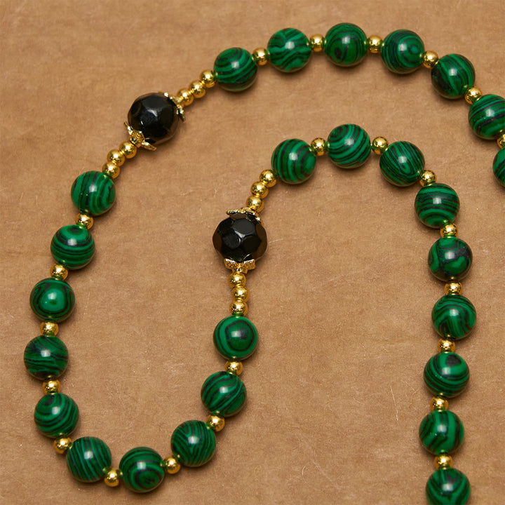 Christianartworkshop Smooth Green Tiger Eye Rosary with Crucifix & Holy Miraculous Medal