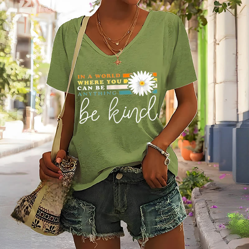 Christianartworkshop Women's In A World Where You Can Be Anything Be Kind V-neck T-shirt - image 8
