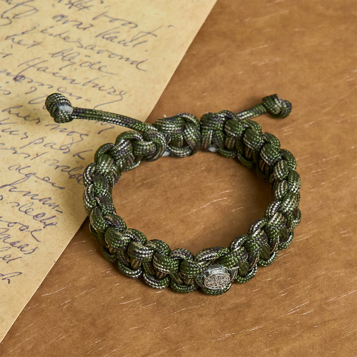 Christianartworkshop Vintage Style Durable Handcrafted Paracord St. Benedict Bracelet